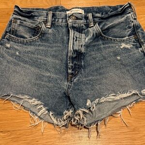 Moussy Blue Jean Shorts Distressed Cut-Off Style